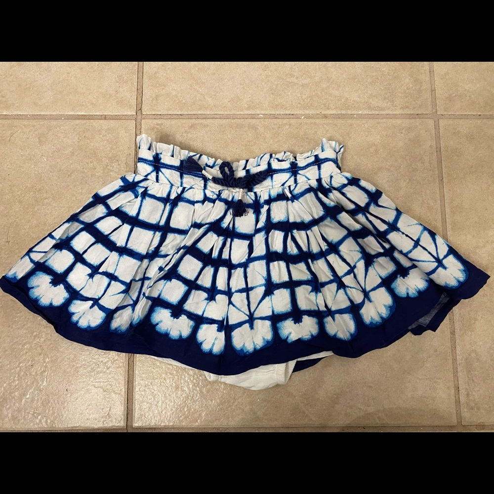 Navy and White Tie-dye Skirt